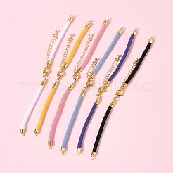 6 Stück 6 Farben gedrehte Nylonschnur-Silberarmbänder&nbsp;DIY-FS0008-93