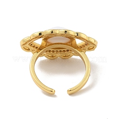 Bague de manchette ouverte en œil de cheval avec zircone cubique et acrylique&nbsp;RJEW-B042-03G-01
