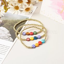 Bracciali elasticizzati con perline acriliche piatte rotonde&nbsp;BJEW-JB06677