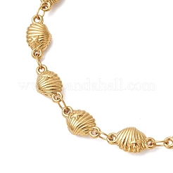 Armbänder aus Edelstahl 304 in Muschelform mit Seestern-Gliederketten für Damen&nbsp;BJEW-JB13430