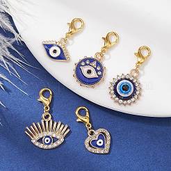 Décorations pendentifs en émail et strass en alliage mauvais œil&nbsp;HJEW-JM01328