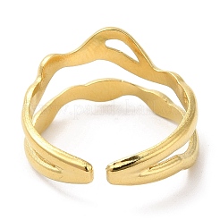 Bague ouverte en acier inoxydable 304 à motif ondulé creux pour femme&nbsp;RJEW-I098-03G