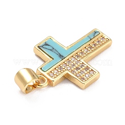 Echte 18 Karat vergoldete Messing Micro Pave klare Zirkonia Anhänger&nbsp;KK-G402-10G-A