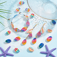 60 Stück 6 Farben bedruckte natürliche Kauri-Muschelperlen&nbsp;SSHEL-NB0001-42