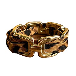 Foulards et bracelets en soie à imprimé léopard et alliage pour femmes&nbsp;WG25FD5-02