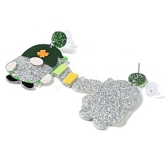 Boucles d'oreilles pendantes en acrylique étincelant de la Saint-Patrick&nbsp;LS-EJEW-P243-A03