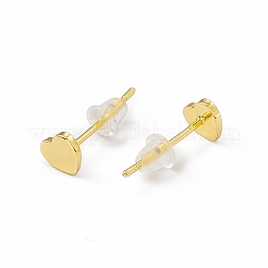 Orecchini a bottone a forma di cuore in ottone da donna&nbsp;EJEW-P211-01G