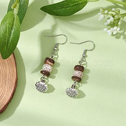 Orecchini pendenti in cocco naturale bodhi e lega&nbsp;EJEW-JE06173-01