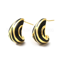 Orecchini a bottone in ottone smaltato&nbsp;EJEW-B120-02G-03