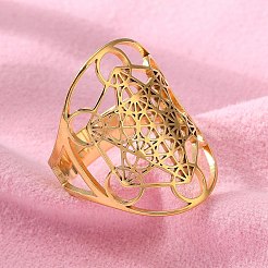Verstellbarer Ring aus 304 Edelstahl mit Davidstern&nbsp;RJEW-P037-05G
