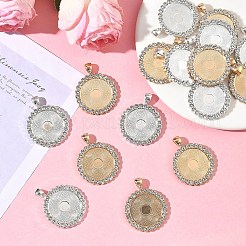 10 Stück flache runde Legierung Strass Anhänger Cabochon-Einstellungen&nbsp;ALRI-YW0001-32KCG