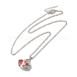Collana pendente cuore in resina con catene singapore&nbsp;NJEW-C003-01C