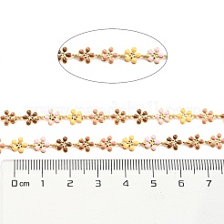 Messing mit bunten Emaille-Blumen-Gliederketten&nbsp;CHC-K015-02G
