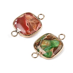 Messing Pflaster natürliche Imperial Jaspis Verbinder Charms&nbsp;KK-R214-08KCG