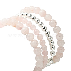Set di braccialetti elasticizzati con perline di quarzo rosa naturale da 4 pz&nbsp;BJEW-JB09524