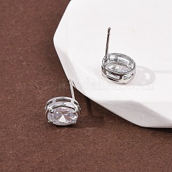 Latón micro pave aretes de circonita cúbica transparente&nbsp;EJEW-C174-02E-P