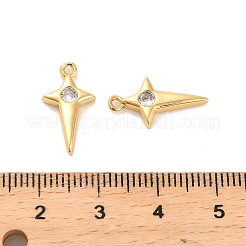Pendentifs avec zircon cubiques à micro-pavés en laiton&nbsp;KK-D300-01G