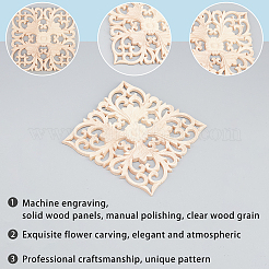 Artisanat d'applique onlay sculpté en bois massif naturel&nbsp;WOOD-FH0001-14