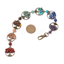 Chakra améthyste naturelle et lapis-lazuli et aventurine rouge et aventurine verte et œil de tigre et jaspe rouge et turquoise synthétique décorations à suspendre pour la maison&nbsp;HJEW-JM02339