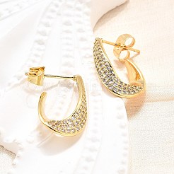 Aretes de circonita cúbica transparente con micropavé de latón para mujer&nbsp;EJEW-U056-04A-G