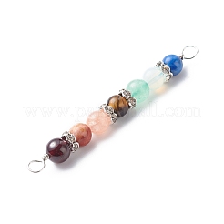 7 Chakra gemischter Edelstein-Kupferdraht umwickelter Verbindungsanhänger&nbsp;PALLOY-JF01900-01