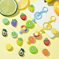 18 Stück 9 Stile Obstmotiv Lebensmittelqualität Silikon Fokalperlen&nbsp;SIL-CJ0002-18