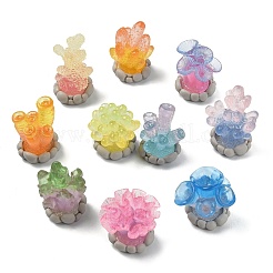 Decoraciones de exhibición con forma de coral de resina luminosa&nbsp;DJEW-CJZ0001-010
