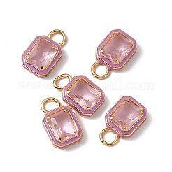 Colgantes rectangulares de vidrio rosa&nbsp;KK-I696-10G-04