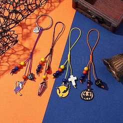Halloween synthetisches Türkis & Glas & Polymer Clay & Handybänder&nbsp;HJEW-JM01901