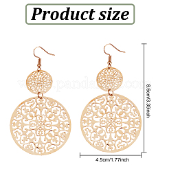 3 Paar 3 Farben Zinklegierung Filigrane Blumen-Ohrhänger für Damen&nbsp;EJEW-AN0002-63