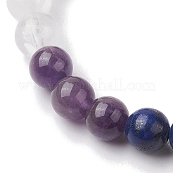 Chakra 8mm runder natürlicher Quarzkristall & Amethyst & Lapislazuli & Quarz & grüner Aventurin & Rosenquarz & roter Jaspis&nbsp;BJEW-JB10624-03