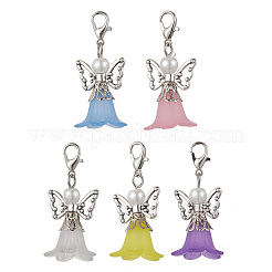 5 pièce de perles de verre bicolores et décorations suspendues en acrylique&nbsp;HJEW-JM03223-02