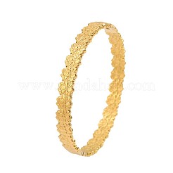 Bracciali rigidi da donna in acciaio inossidabile 304 con cerniera a forma di fiore di loto.&nbsp;WGFB475-01