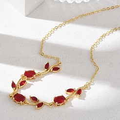Collares de cadena de eslabones de rosa con circonitas cúbicas y pavé de latón para mujer&nbsp;NJEW-C121-05B-07G