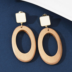 Ohrstecker aus Emaille-Edelstahl 304&nbsp;EJEW-Z089-33G