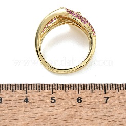 Bagues ouvertes en laiton avec micro pavé de zircones cubiques pour femmes&nbsp;RJEW-L343-12G-02