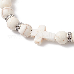 Pulseras elásticas con cuentas de turquesa sintética para mujer.&nbsp;BJEW-JB12288-02