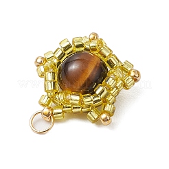 Pendenti a forma di stella con perline di semi di vetro e occhio di tigre naturale fatti a mano&nbsp;PALLOY-MZ00491-02