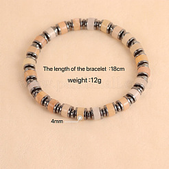 Bracelets extensibles vintage en perles de cornaline naturelle et d'hématite synthétique non magnétique pour femmes et hommes&nbsp;UH5548-3