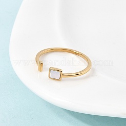 Anillos tipo brazalete de acero inoxidable 304 y concha natural para mujer&nbsp;RJEW-G372-01G-03