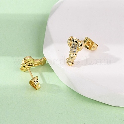 Boucles d'oreilles en laiton zircon cubique micro pavé&nbsp;LS-EJEW-D328-03G-04
