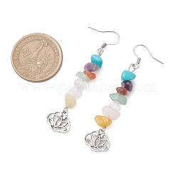 Boucles d'oreilles pendantes en cristal de quartz naturel et quartz rose et agate rouge du sud et améthyste et topaze jade et aventurine verte et turquoise synthétique&nbsp;EJEW-JE06648-01