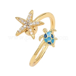 Drehbare offene Ringe aus Messing mit Mikropavé und Zirkonia für Damen&nbsp;RJEW-K305-02G