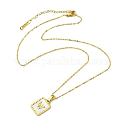 Collana pendente in acciaio inossidabile 304 con placcatura ionica (ip) rettangolare con lettera iniziale&nbsp;NJEW-R265-04G-W