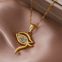 Colliers pendentifs œil de Râ vintage en acier inoxydable 304 et verre pour femmes&nbsp;EQ3909