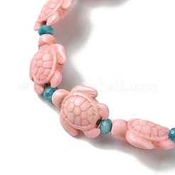 Pulseras elásticas de cuentas de turquesa sintética para mujer&nbsp;BJEW-JB13598-01