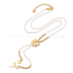 Collares de cuentas de perlas de imitación y conchas sintéticas&nbsp;NJEW-A032-06G-03