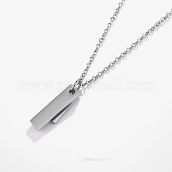 Colliers à pendentif double rectangle vierge en acier inoxydable 304 avec chaîne câble&nbsp;FS-WG7A741-02