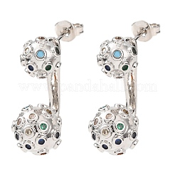 Boucles d'oreilles en laiton avec zircone cubique de micro pave&nbsp;EJEW-D351-13P-01