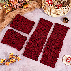 2 Paar fingerlose Strickhandschuhe aus Acrylfasergarn&nbsp;AJEW-DJ0001-65C